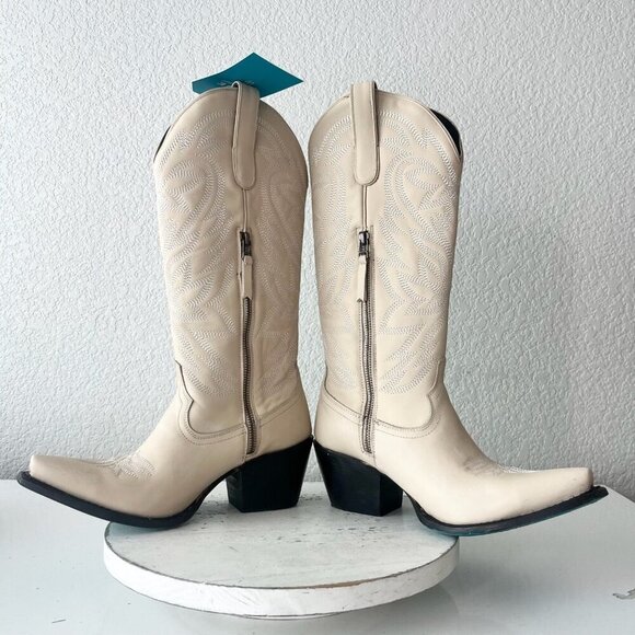 Lane SMOKESHOW Womens Cowboy Boots 9 Pale Ivory Leather Western Cowgirl Tall - Picture 7 of 11